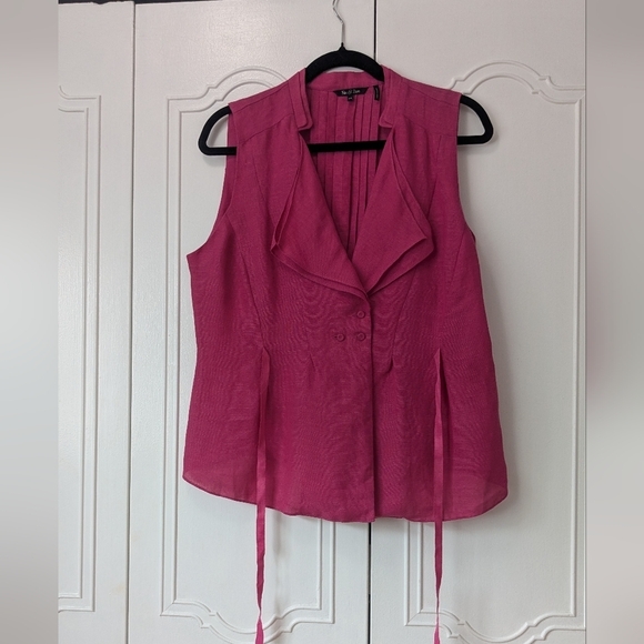 Nie +Zoe Elegant Sleeveless Fuchsia Blouse 51% Silk,49% Linen. Size 14 - Picture 1 of 12